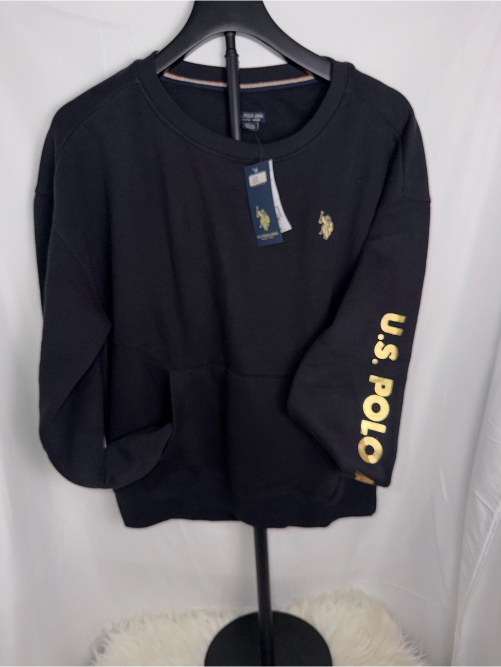 U.S. Polo Assn. Crewneck Sweatshirt with Gold Logo and Sleeve Print L women’s